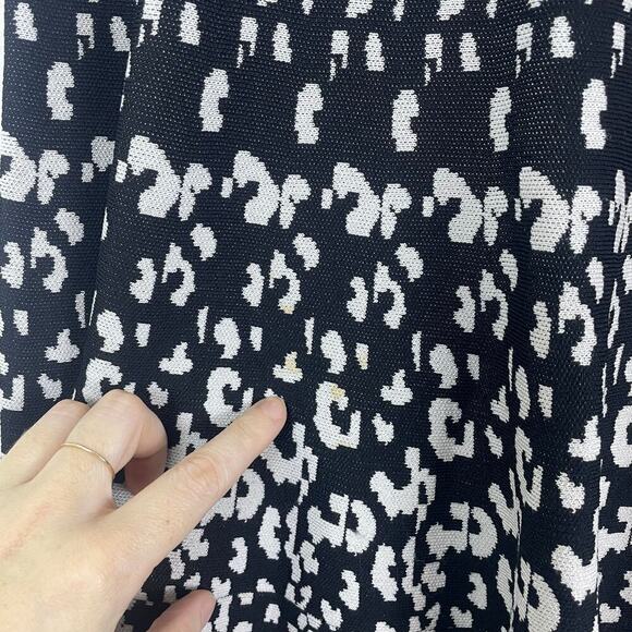 Rebecca Taylor A-Line Fit and Flare animal print black and white size large midi - Picture 11 of 12